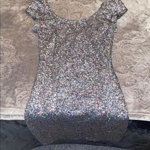 Blue/ Holographic sequin body con dress